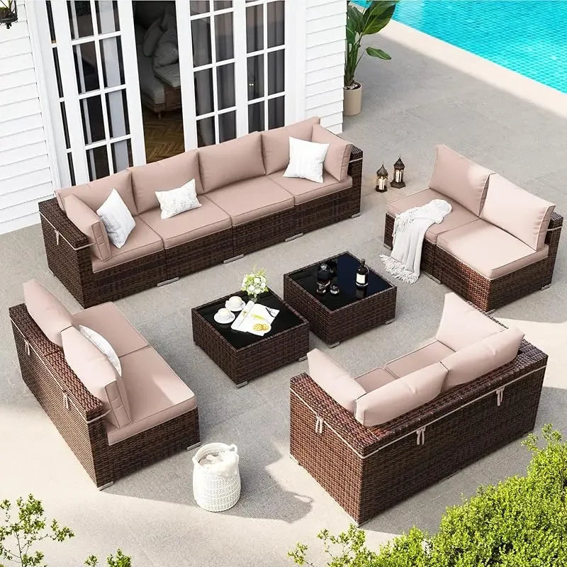 Modular 7-Piece Patio Conversation Set with Coffee Table