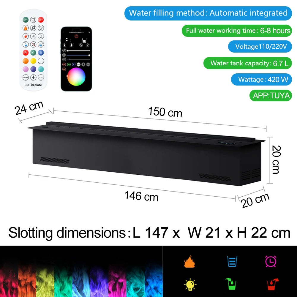 AFLYEVER Smart Atomization Fireplace With 3D Flame And Remote