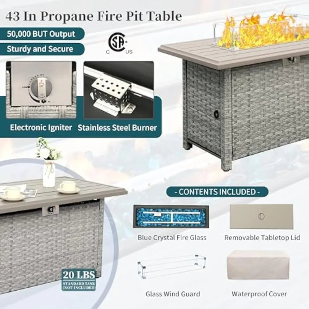 HUANZHUANG Outdoor PE Rattan Wicker Patio Furniture Set 4 Piece Conversation Sofa Chairs