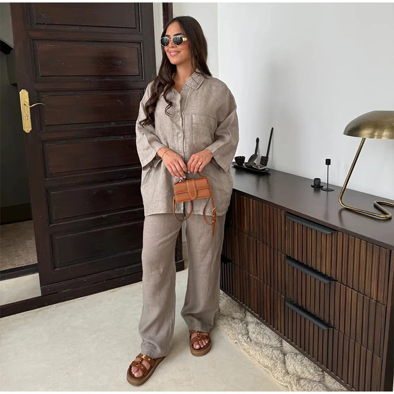 Ebstlcn Solid Women Trouser Suit Sets with Pockets