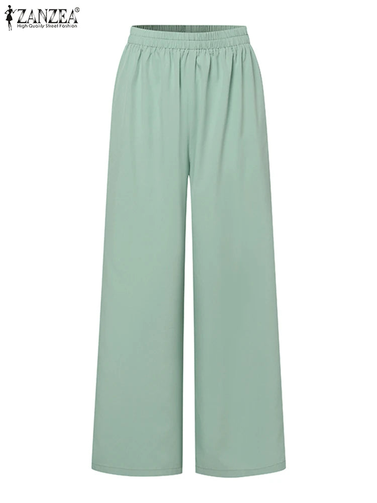 ZANZEA Office Lady Blazer Suit Set For Women Tied Waist Top And Pants 2 Piece Versatile Everyday Office Wear