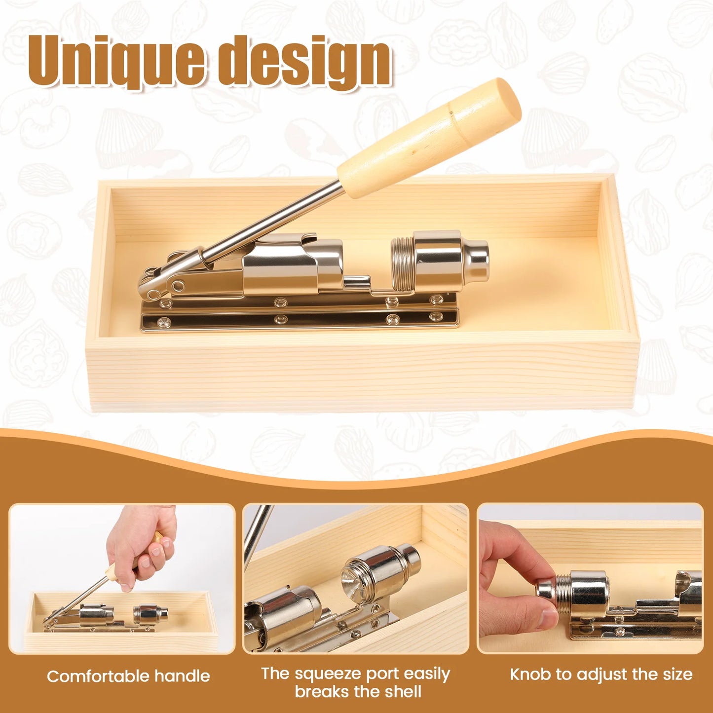 Adjustable Pecan Nut Cracker Tool for Easy Nut Opening