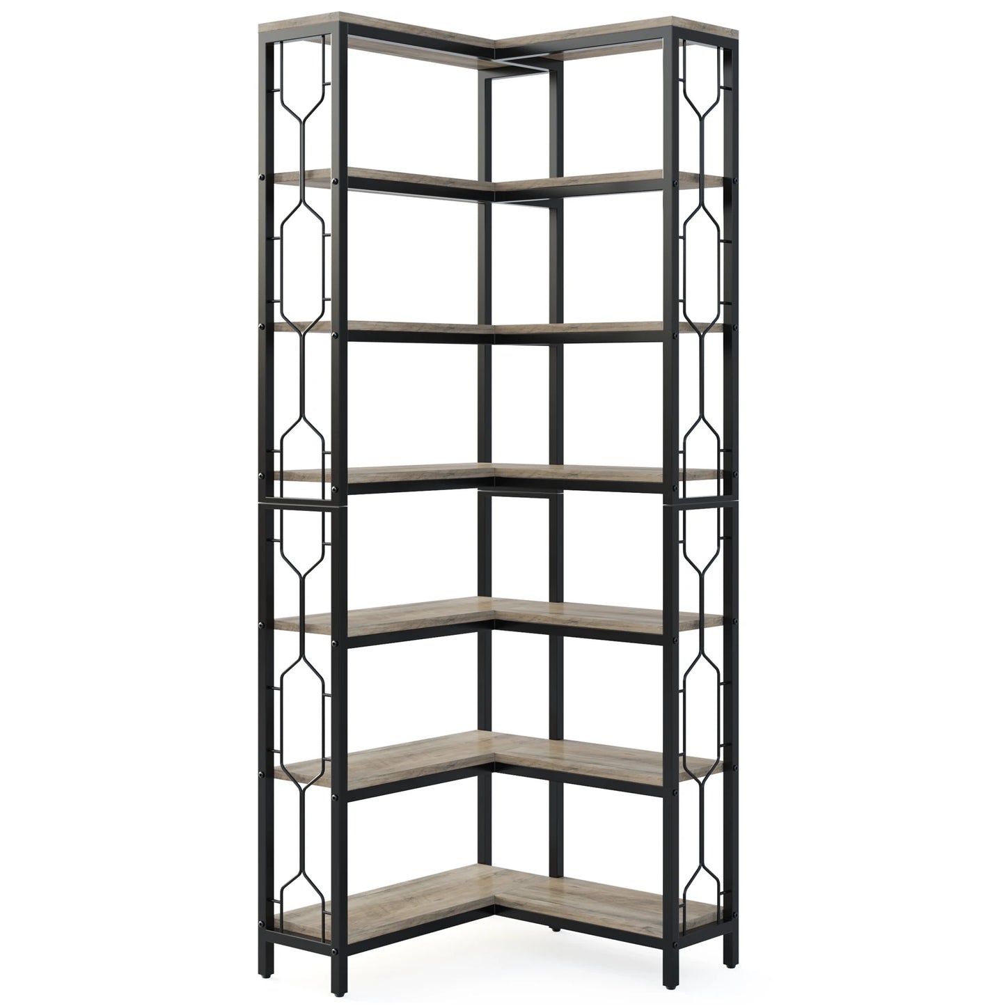 Tribesigns 7 Tier Corner Bookshelf Modern Wood Display Rack