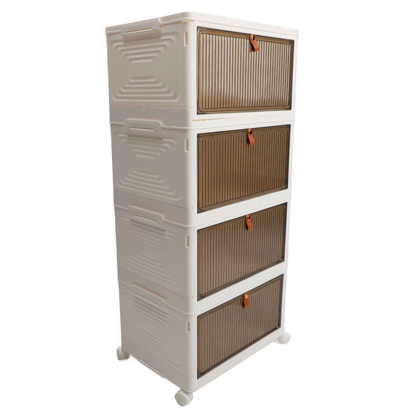 Transparent 4 Layer Shoe Storage Rack with Wheels