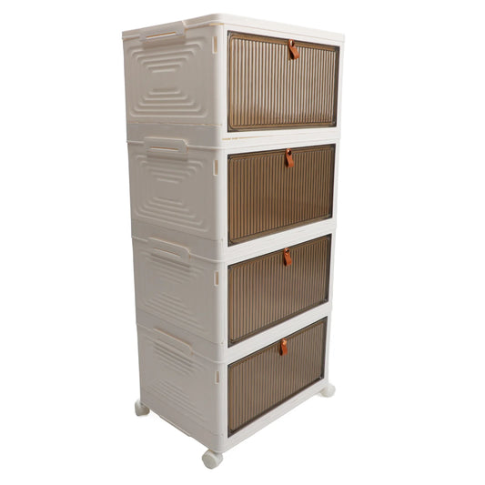 Transparent 4 Layer Shoe Storage Rack with Wheels