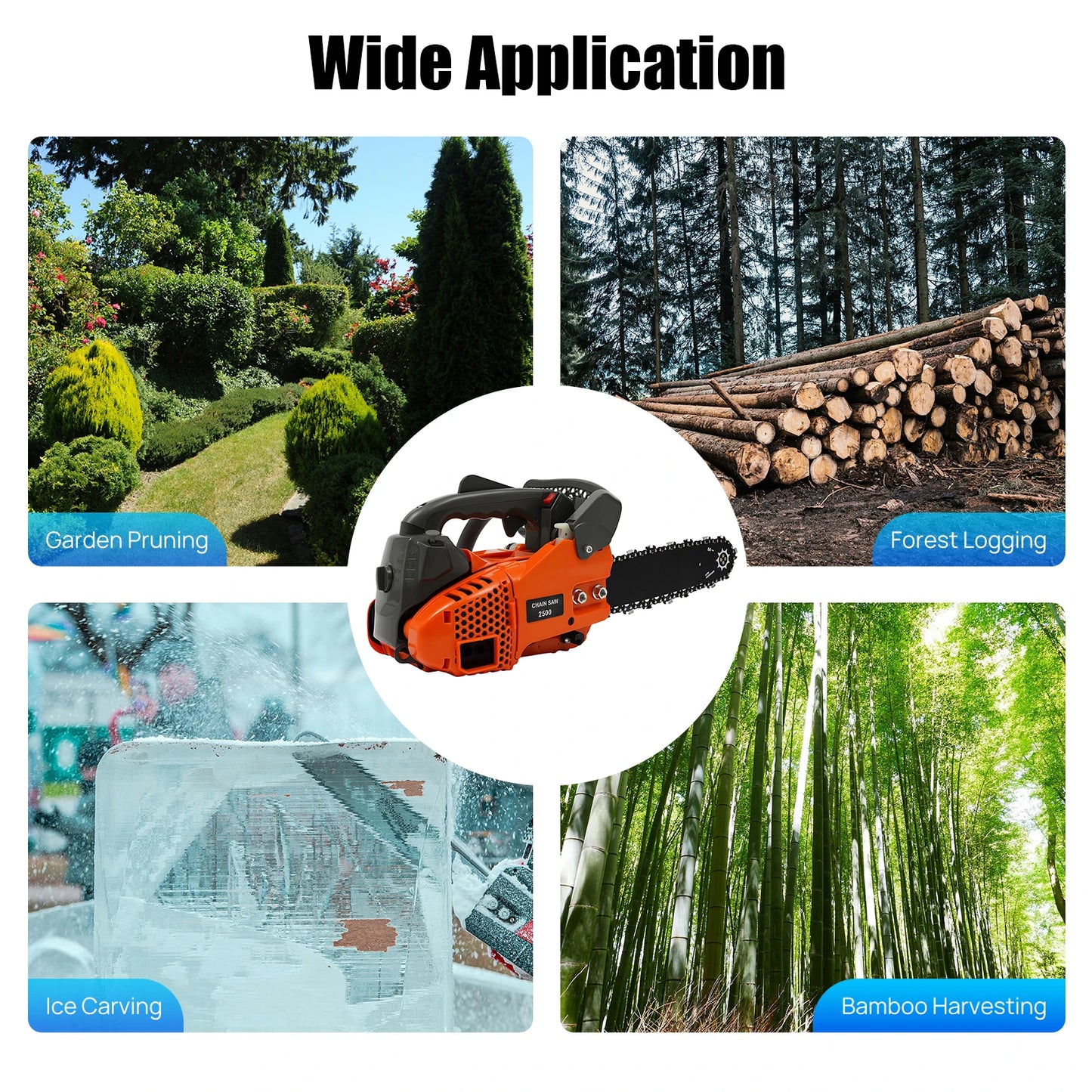 Bymaocar 900W Gasoline Chainsaw Aluminum Alloy Professional Logging Tool