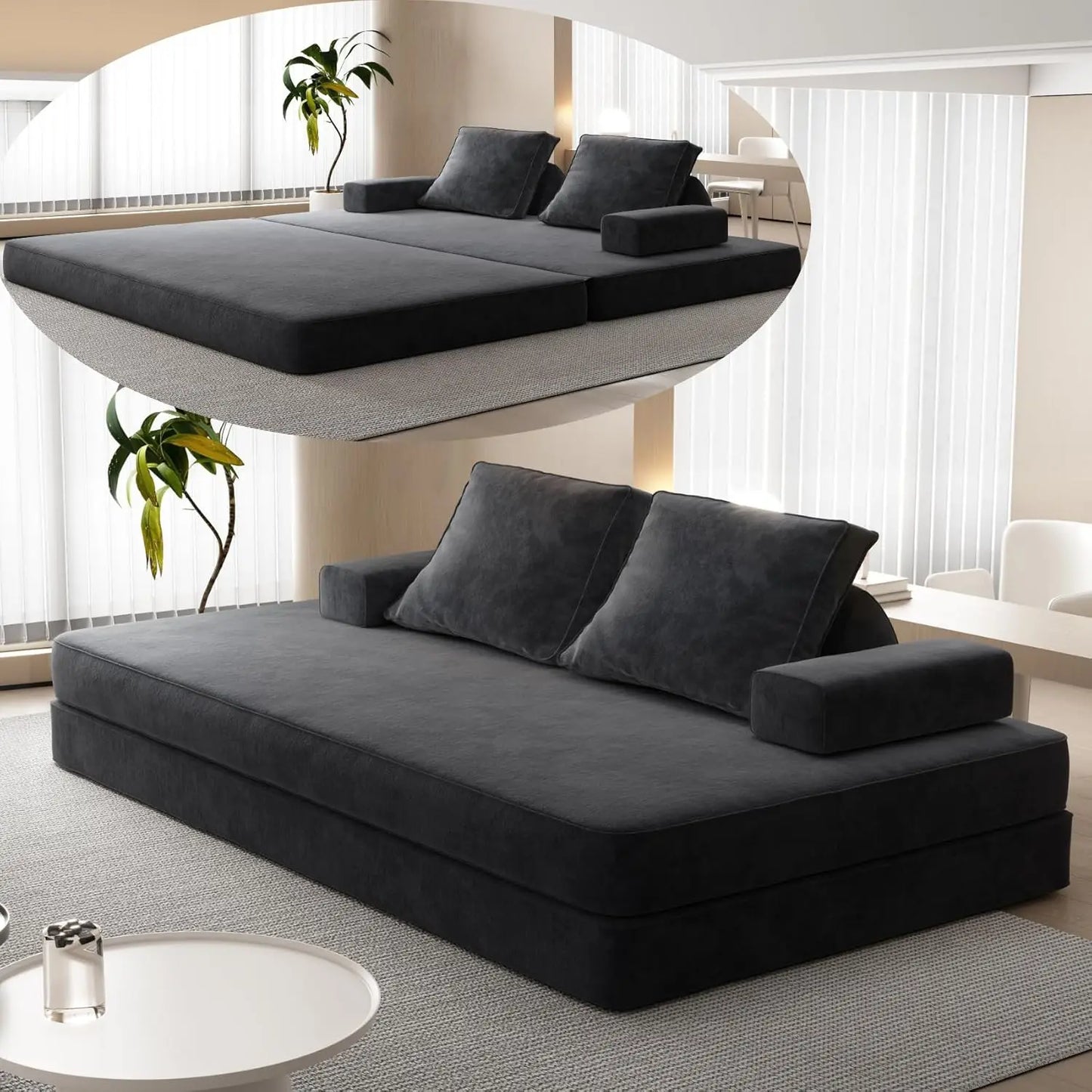 HUANZHUANG 3 In 1 Convertible Sofa Bed For Living Room