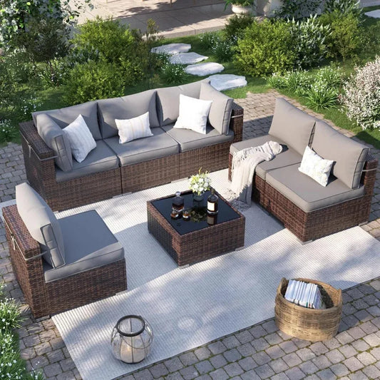 Outdoor Sectional Patio Furniture Set with Waterproof Cover