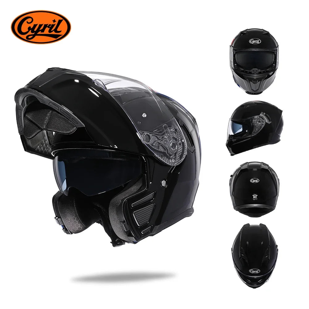 CYRIL Dual Visor Modular Motorcycle Helmet DOT Approved