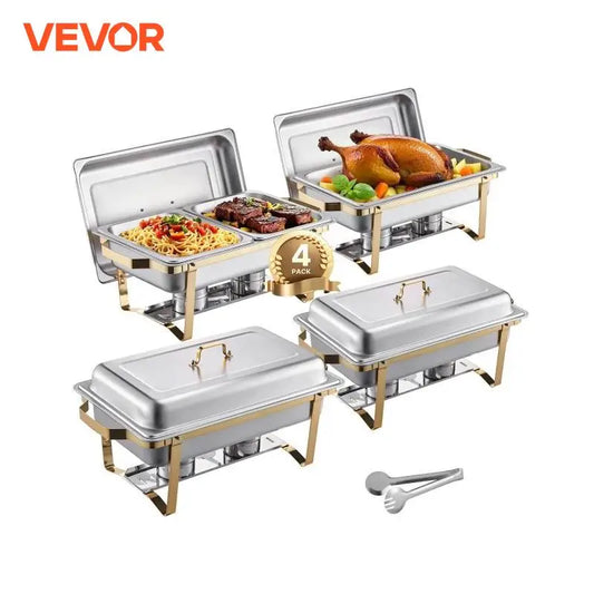Stainless Steel Chafing Dish Buffet Set with Gold Finish for Elegant Catering