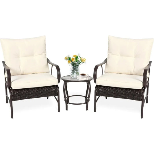 Hign-concerned Patio Bistro 3-Piece Rattan Conversation Set