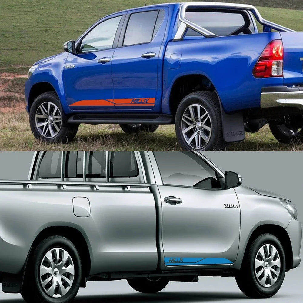 2Pcs Car Door Side Sticker Auto Vinyl Film DIY Decal Sport Styling Accessories For Toyota Hilux Revo Vigo