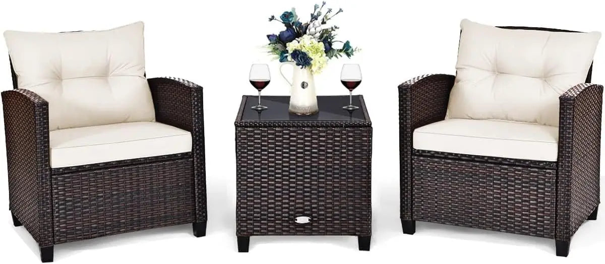 Patio Conversation Set with Washable Cushions and Coffee Table