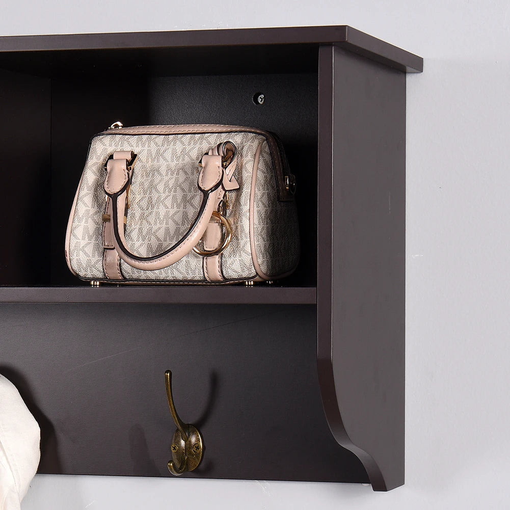 General Use Rustic Wood Coat Rack Wall Mounted With Shelf