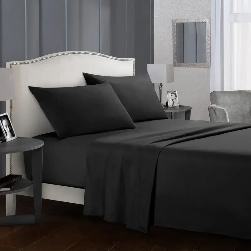 Solid Color Soft Brushed Bedding Set with Pillowcases