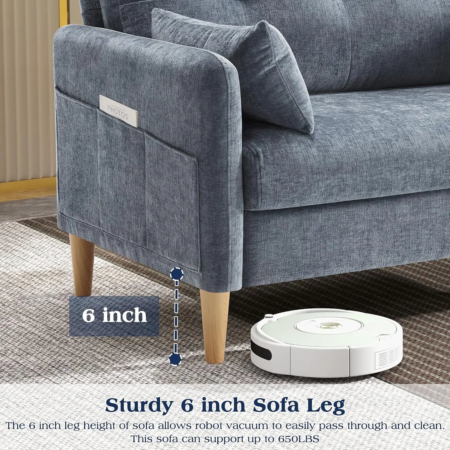 Comfy Chenille Loveseat Sofa with Removable Cushions and Pillows
