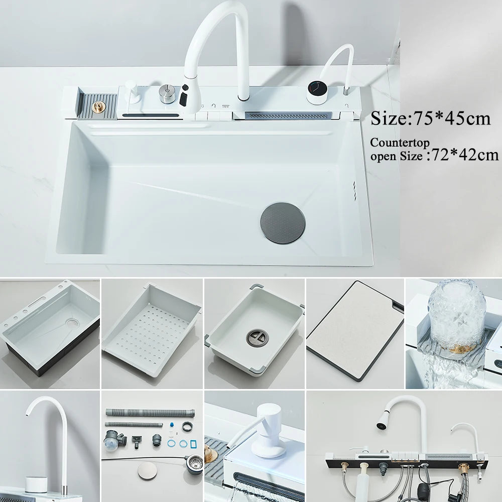 MYQualife 304 Stainless Steel Waterfall Kitchen Sink Faucet