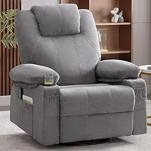 XMSJ Swivel Rocker Recliner Chair With Heat And Massage USB