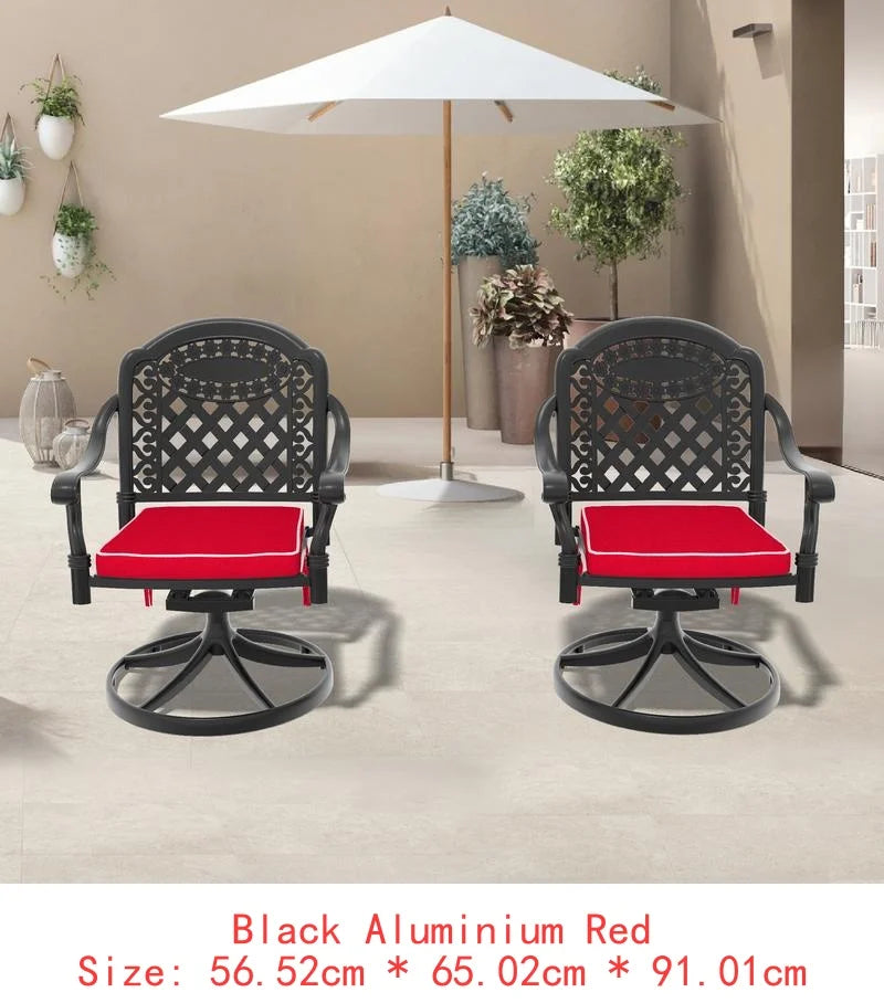 Durable Outdoor Cast Aluminum Patio Swivel Chair Set