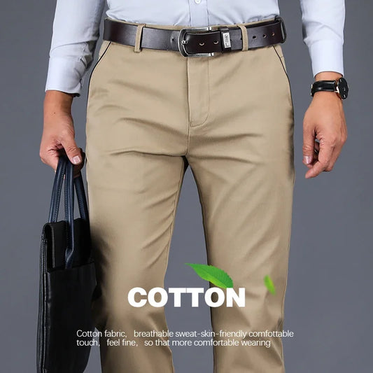 Men's Classic Straight Loose Casual Pants with Elastic Waistband