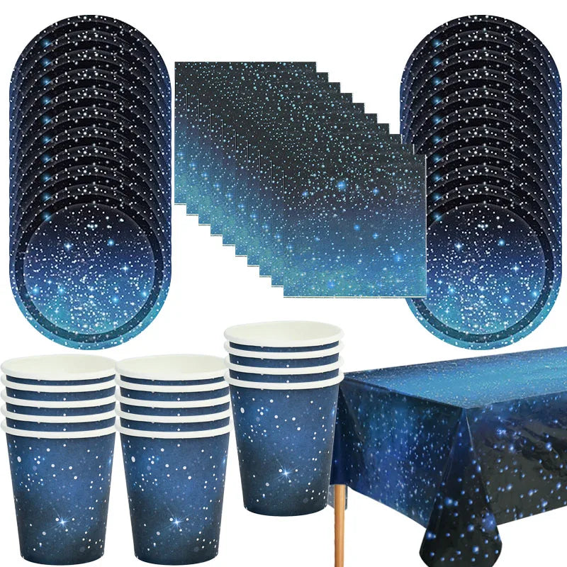 Galaxy Party Disposable Tableware Set for Outer Space Celebrations