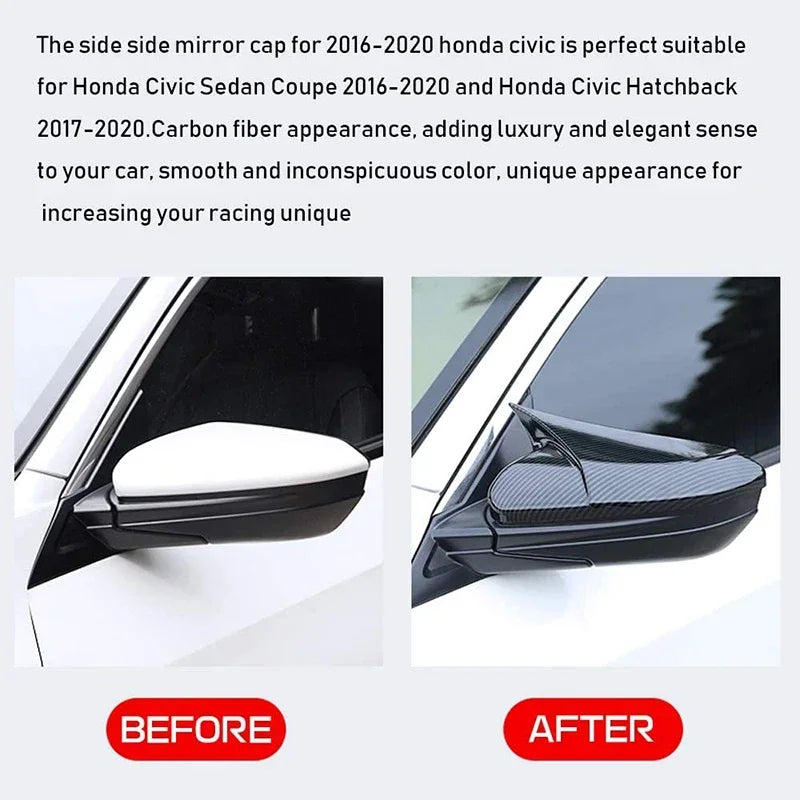 Horn Style Side Mirror Cap Cover for Honda Civic 10th Gen