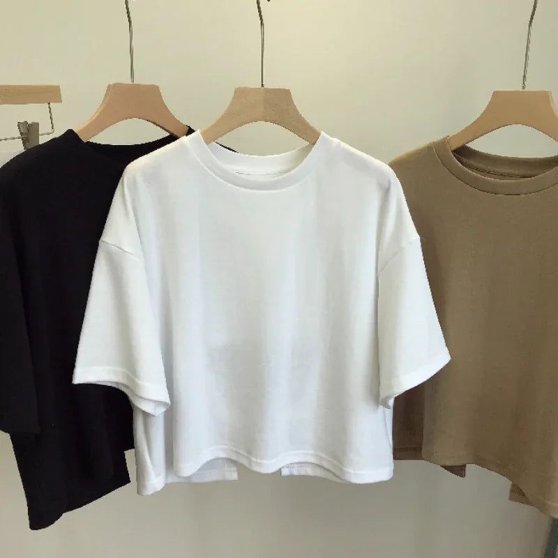 Casual Backless T-Shirt for Women Summer Loose Crop Top
