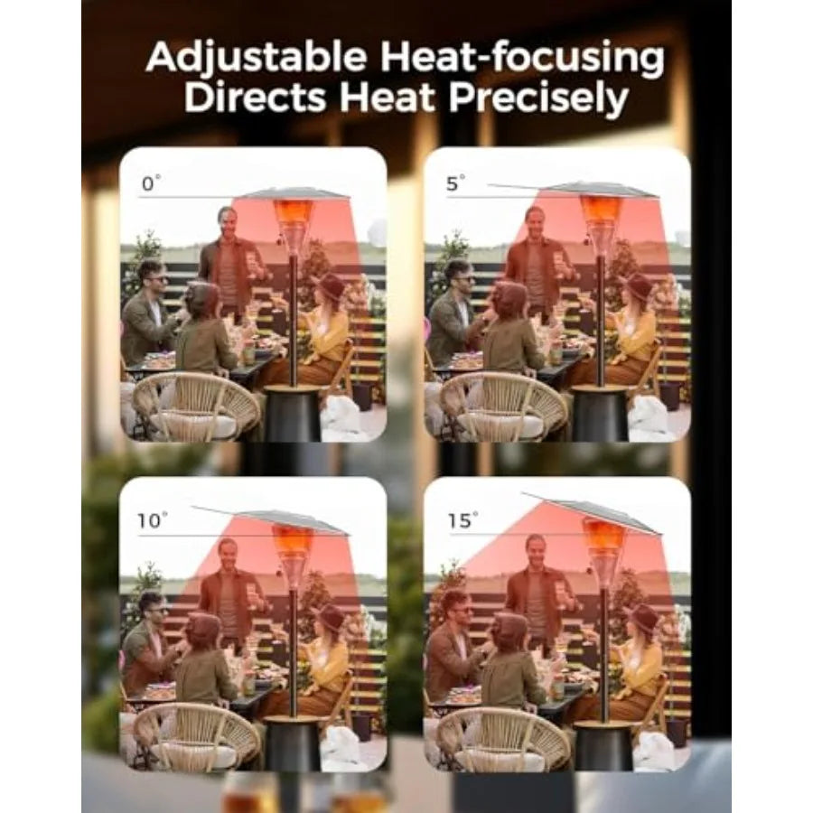 50000 BTU Portable Propane Patio Heater Adjustable Heat Top Wheels