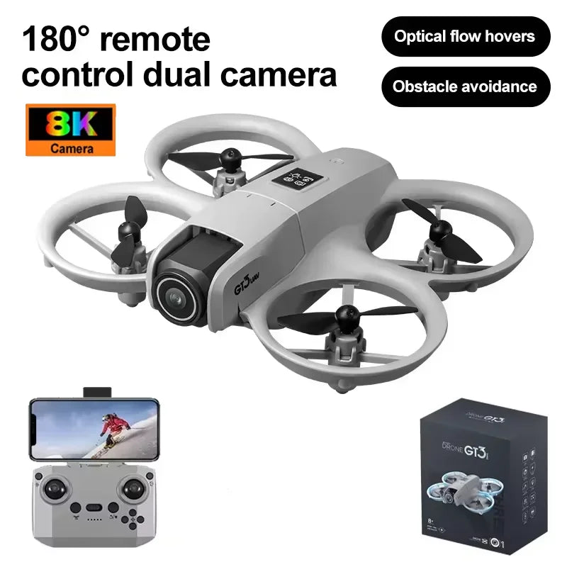 GT3 Mini LED Foldable Drone GPS 8K HD Dual Camera Brushless Motor Obstacle Avoidance Quadcopter RC Toys Gifts