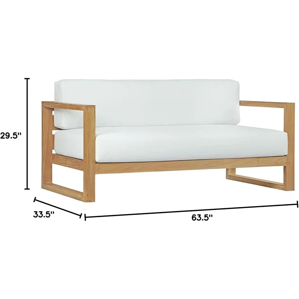 Teak Wood Outdoor Patio Sofa Loveseat with Cushions