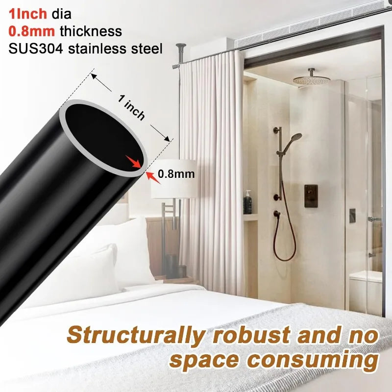 Heavy Duty No Drill Room Divider Curtain Rod System
