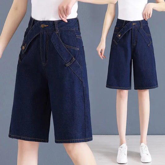 High Waist Wide Leg Denim Pants for Women's Vintage Style