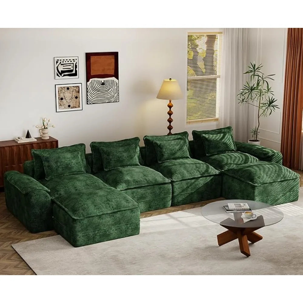 HUANZHUANG Cloudlike ModularConfigurable USShaped Sectional Sofa With Seamless Removable Covers