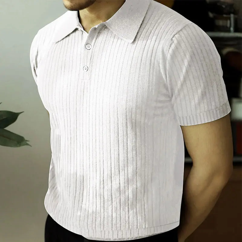 Men's Casual Knit Polo Shirt for Summer Style