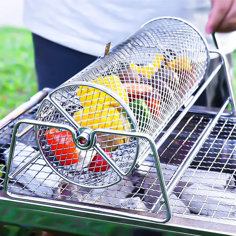 Stainless Steel BBQ Grill Rotisserie Basket for Perfect Roasting