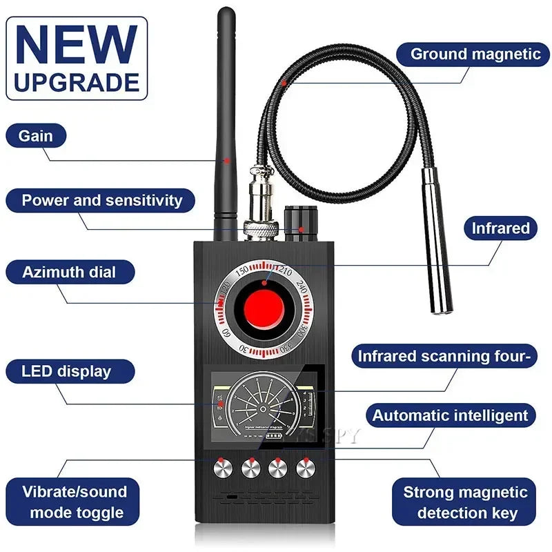 Professional Anti Spy Camera Detector K68 Bug Scanner Security Protection RF Signal Hidden Gadgets Car GPS Tracker Finder