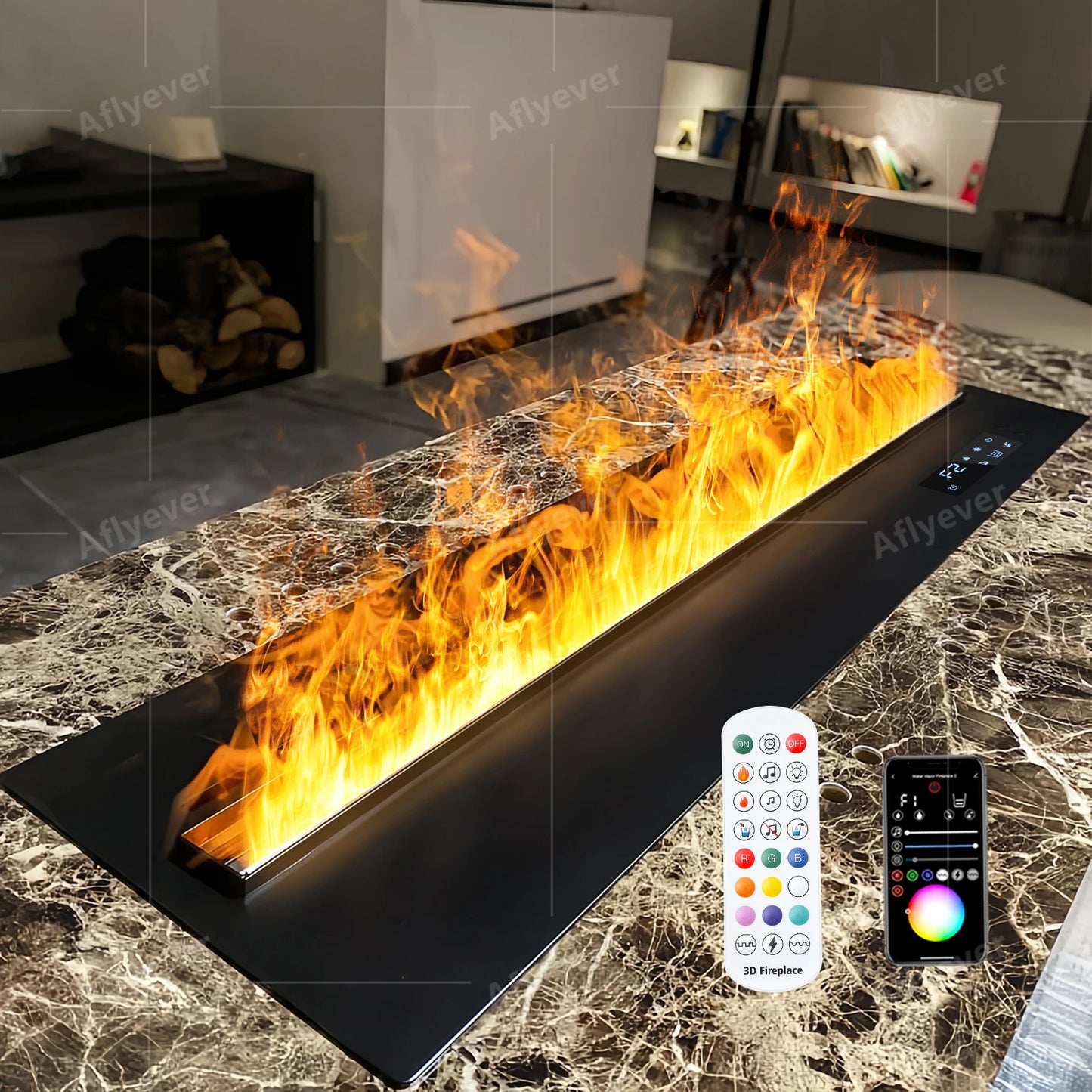 AFLYEVER Smart Atomization Fireplace With 3D Flame And Remote