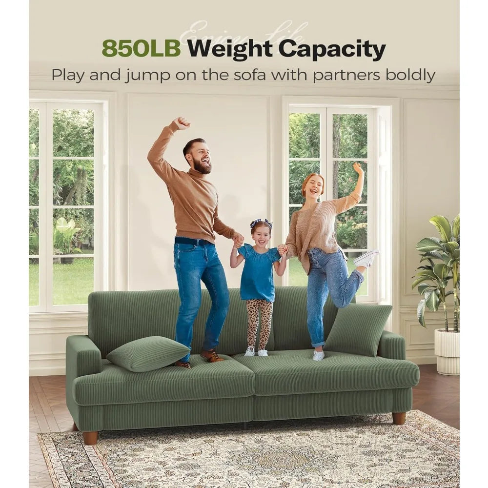 Corduroy Modern Sofa For Living Room Three Seat Comfort