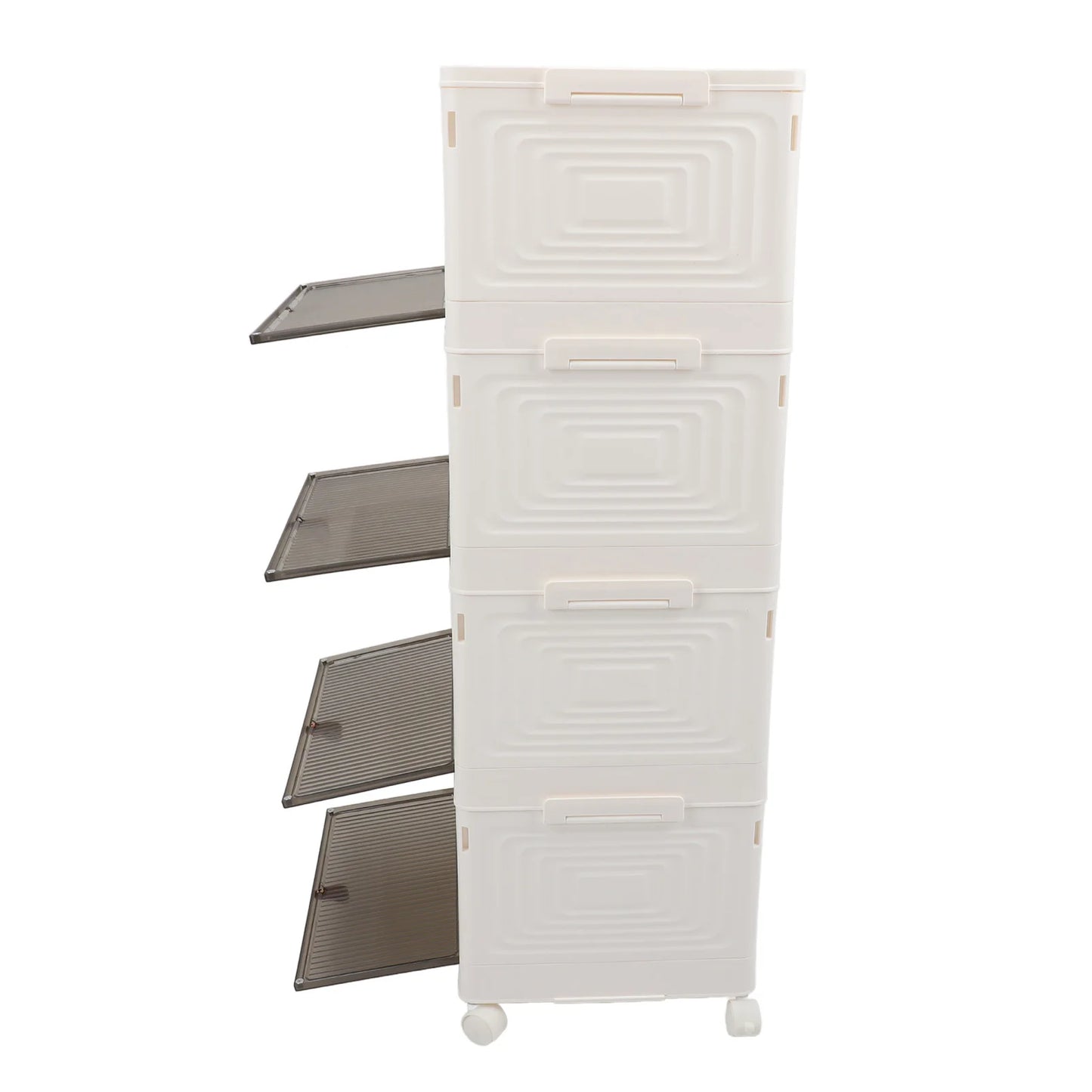 Transparent 4 Layer Shoe Storage Rack with Wheels