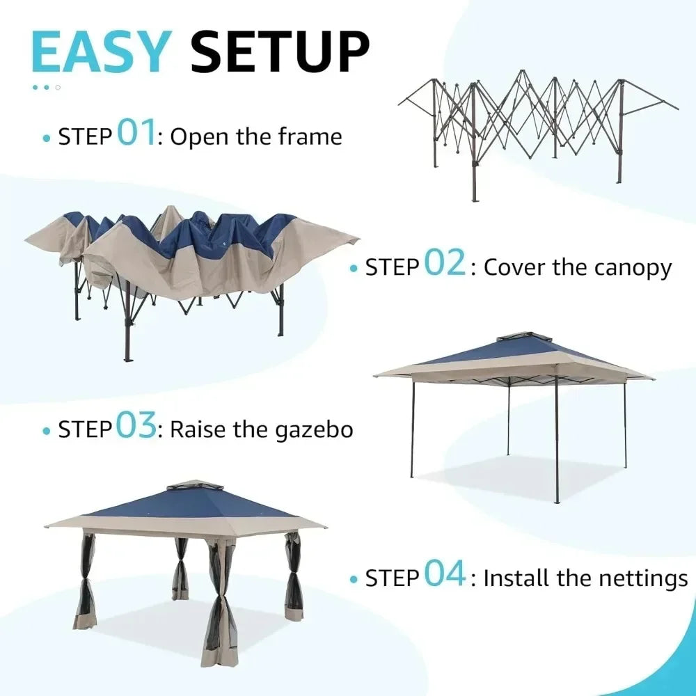 Frame Pop Up Gazebo Outdoor Patio Tent With Mosquito Net