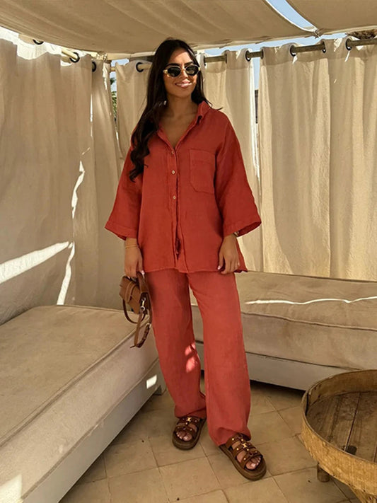 Ebstlcn Solid Women Trouser Suit Sets with Pockets