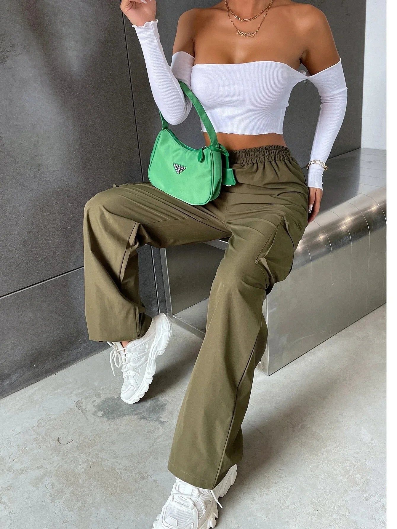 Chic Women Baggy Joggers Casual High Waist Cargo Pants