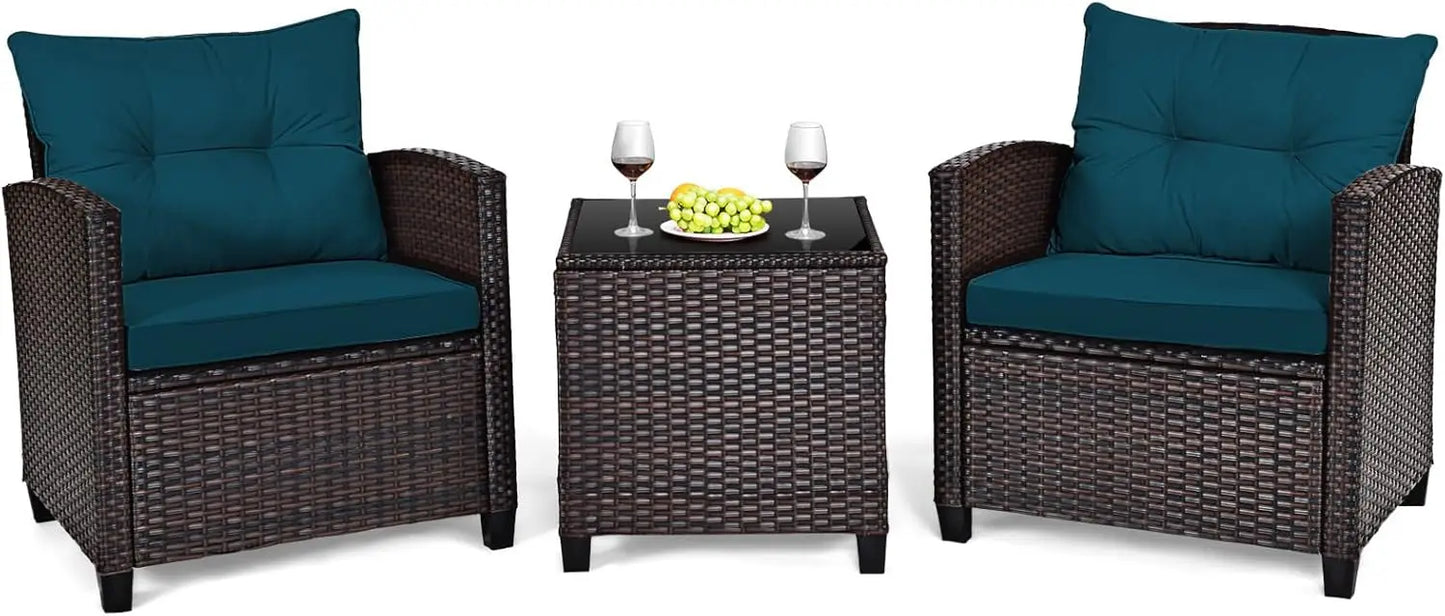 Patio Conversation Set with Washable Cushions and Coffee Table