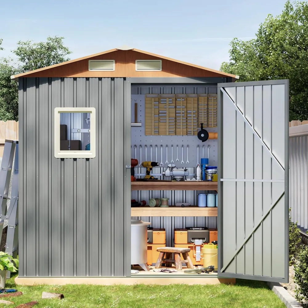 MultiUse Steel Garden Shed With Lockable Doors And Window Vent