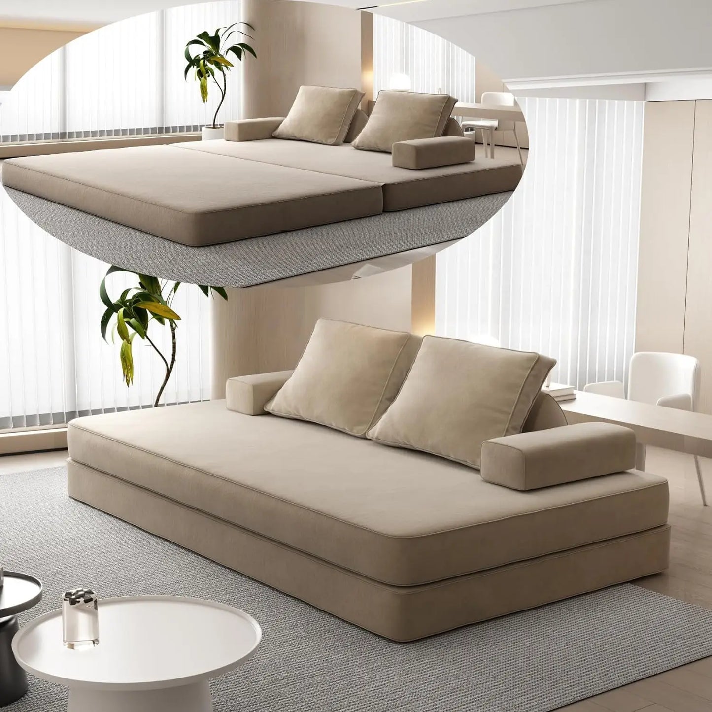 HUANZHUANG 3 In 1 Convertible Sofa Bed For Living Room