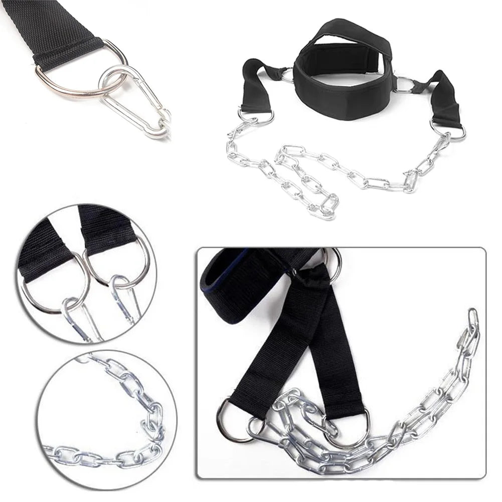 Alloet Head Neck Training Harness with Chain for Home Gym