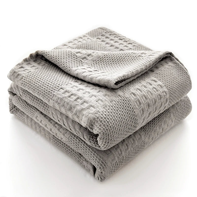 Battilo Cotton Throw Blanket Soft Breathable Waffle Blanket for Twin Queen King Bed Decorative Plaid Sofa Blankets Summer Throws