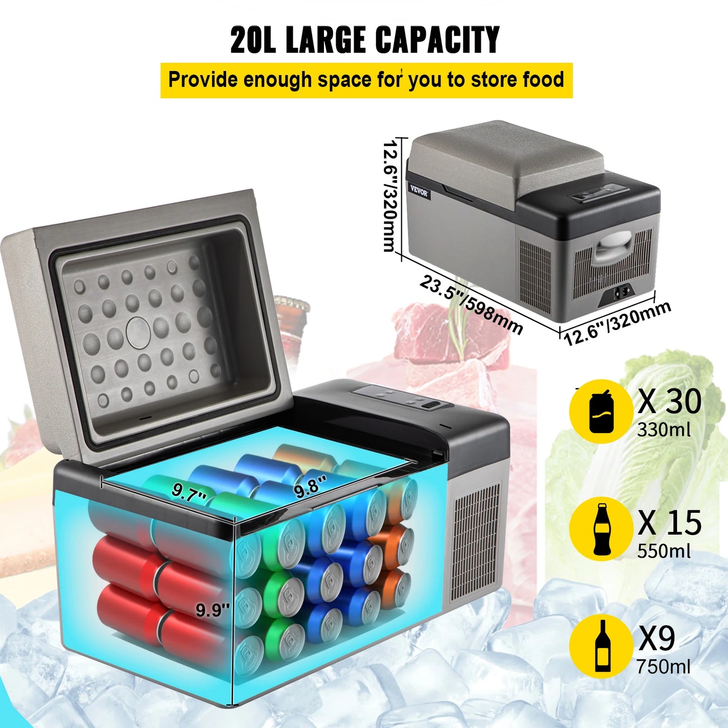 Portable Electric Car Refrigerator for Travel and Outdoor Adventures
