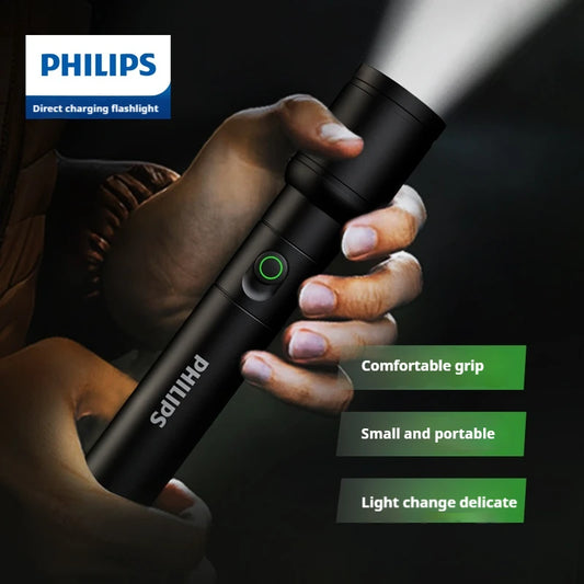 Philips LED Rechargeable Flashlight for Outdoor Adventures and Safety