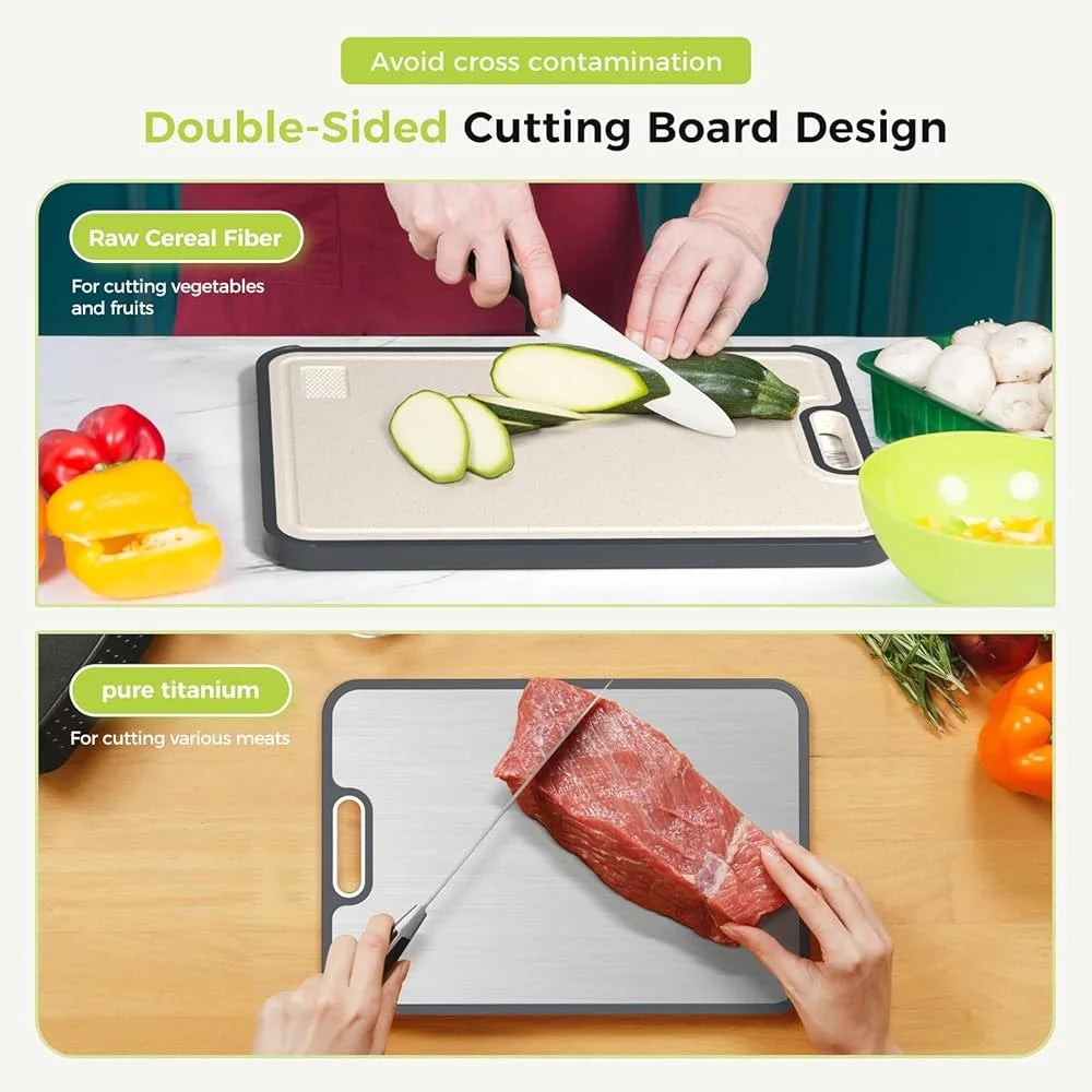 Titanium Double-Sided Cutting Board with Antimicrobial Protection